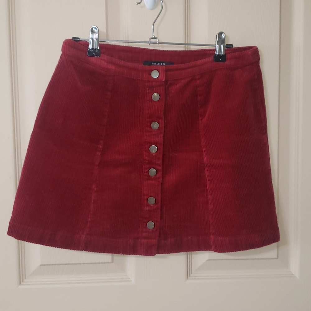 5 items for $20! Burgundy button up corduroy skirt